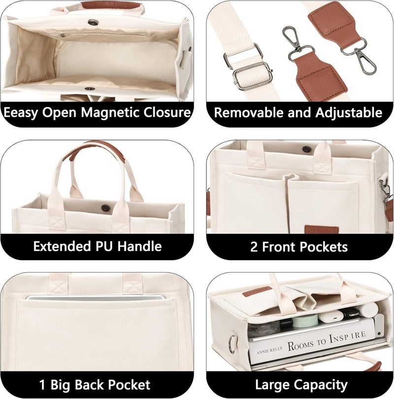 ZHMO Canvas Tote Bag for Women,Women's Bags Crossbody Bags Work Laptop Tote Bag Large Handbags Purse for Travel Nurse Teacher - Image 4